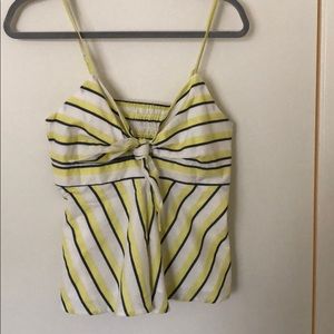 White, navy, & lime striped tank. Size: S.